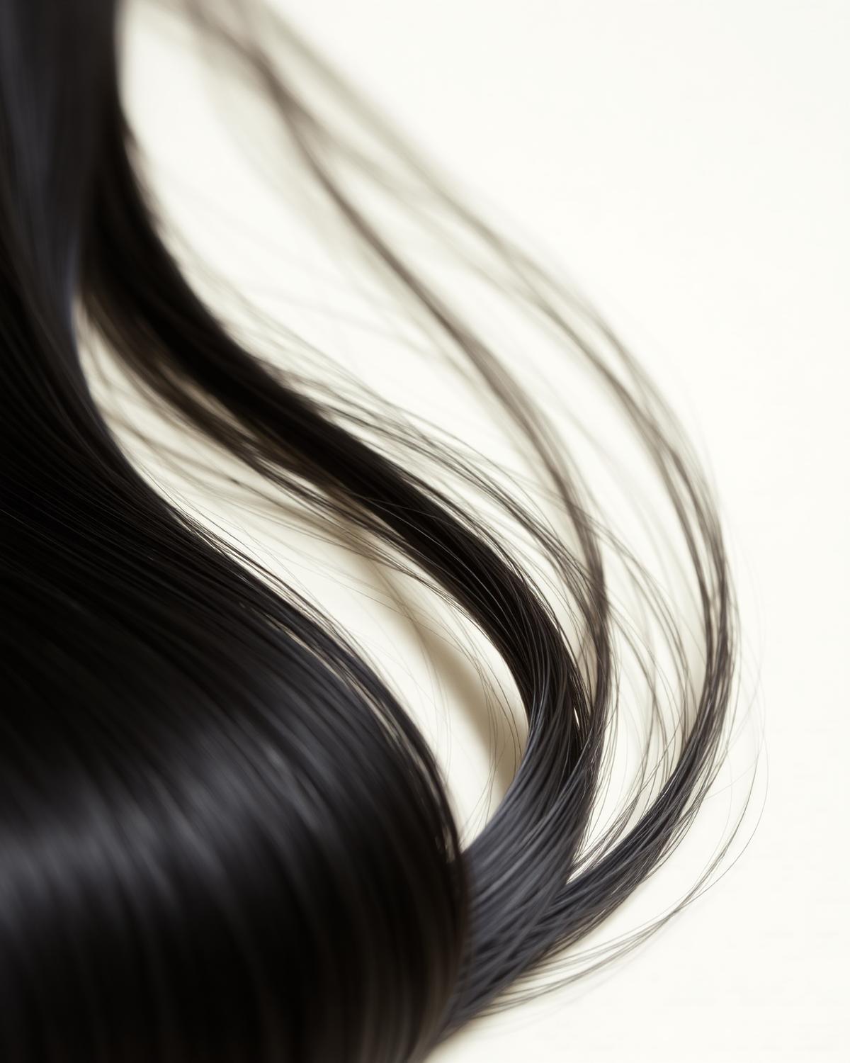 Close-up of straight jet-black strands