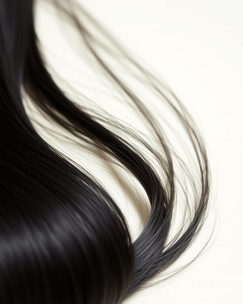 Close-up of straight jet-black strands